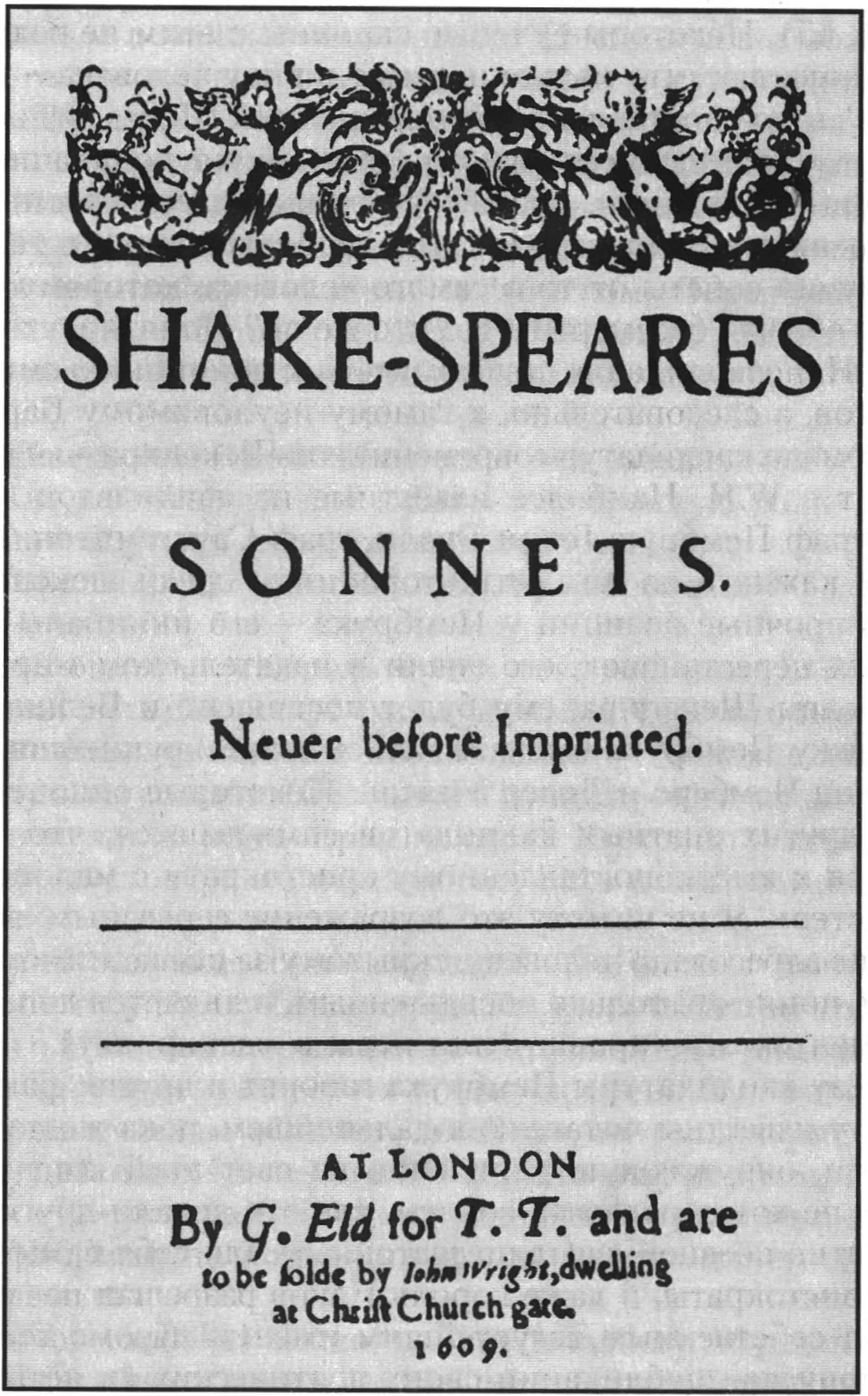 Титульный лист «Шекспировых сонетов», изданных Т. Торпом. 1609 г.