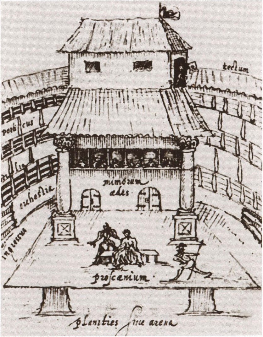 Театр «Лебедь», нарисованный голландцем де Виттом в 1596 году