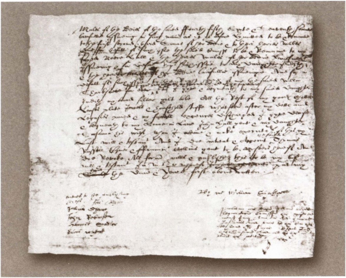 Одна из трех страниц завещания, подписанная Шекспиром